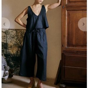 Ozma Petra Pant + Cropped linen top in black linen